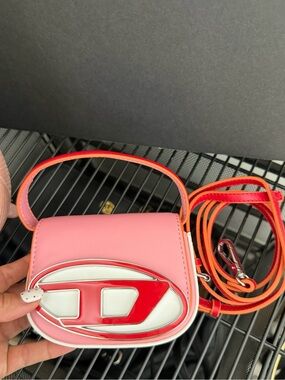 DIESEL Mini Crossbody Pink and Red leather 1DR shoulder bag